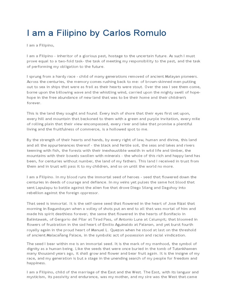 essay of carlos p romulo i am a filipino essay of carlos p romulo i am a filipino